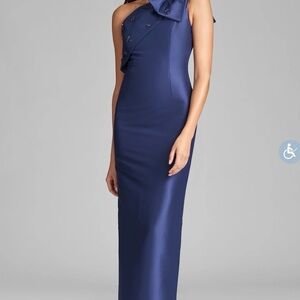 Sachin + Babi One-Shoulder Washed Indigo Column Gown - Olivia Gown